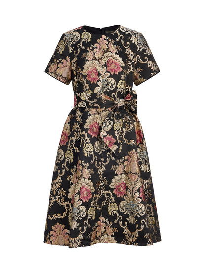Vintage Metallic Embroidered Evening Gown Dress