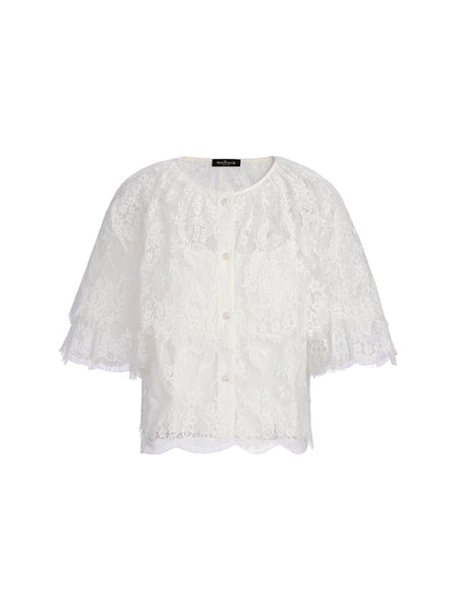 Lace Bow Tie French Style Blouse(Camisole Included)