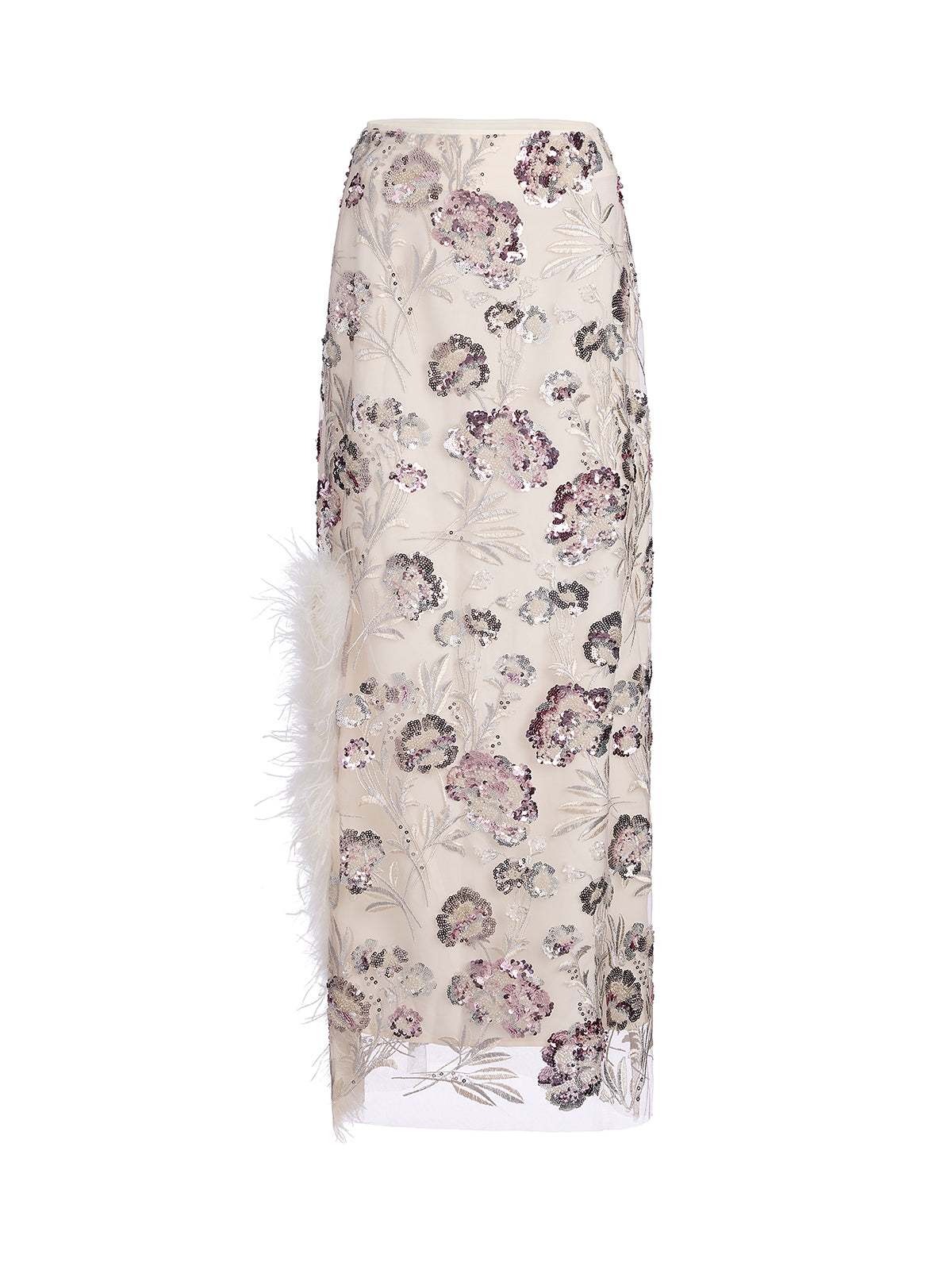 Sequin Feathered Neo Chinese Style Skirt