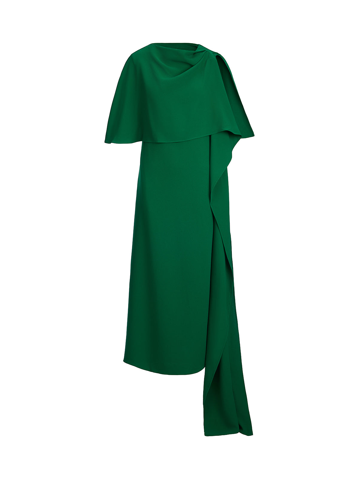 Emerald Shawl-Tie Evening Gown