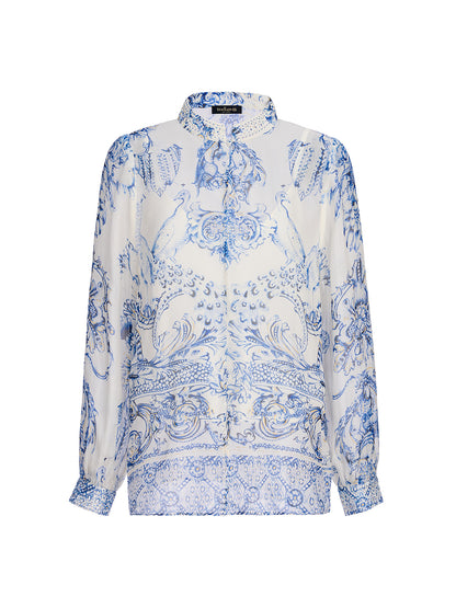 Silk Italian Floral Crystal-Embellished Pullover