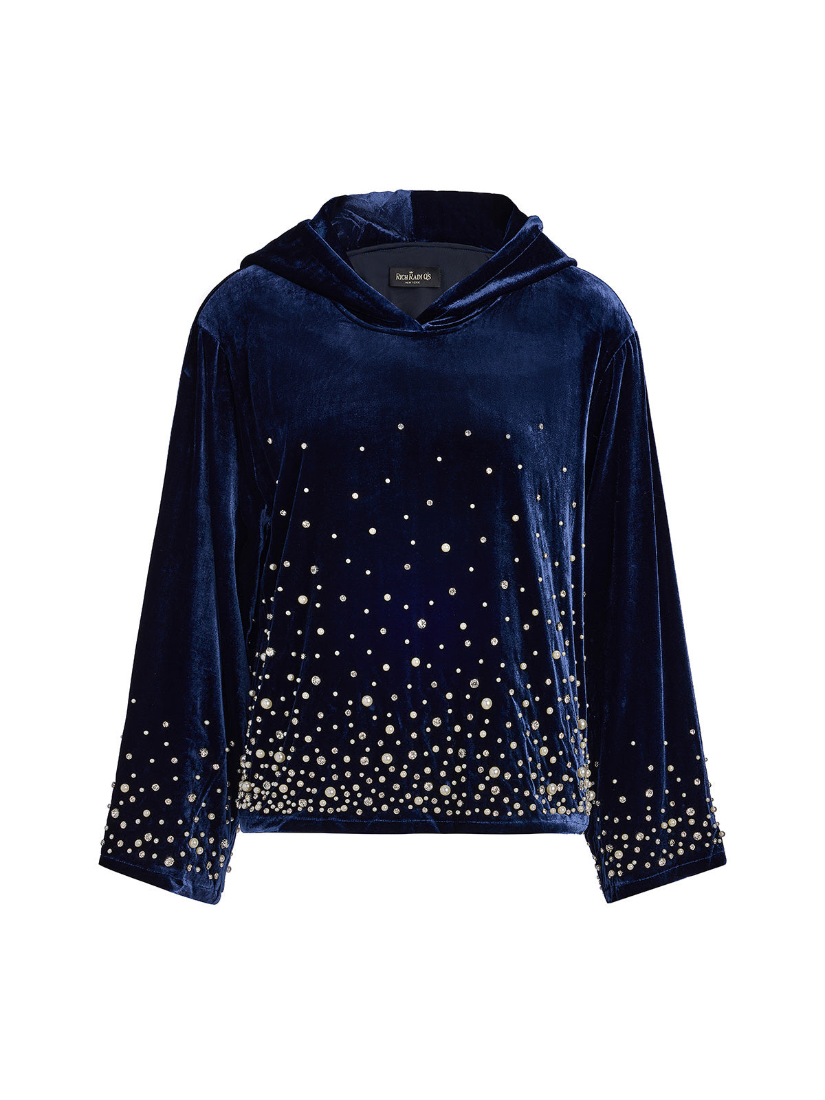 Silk Velvet Beaded Hooded Sweatshirt
