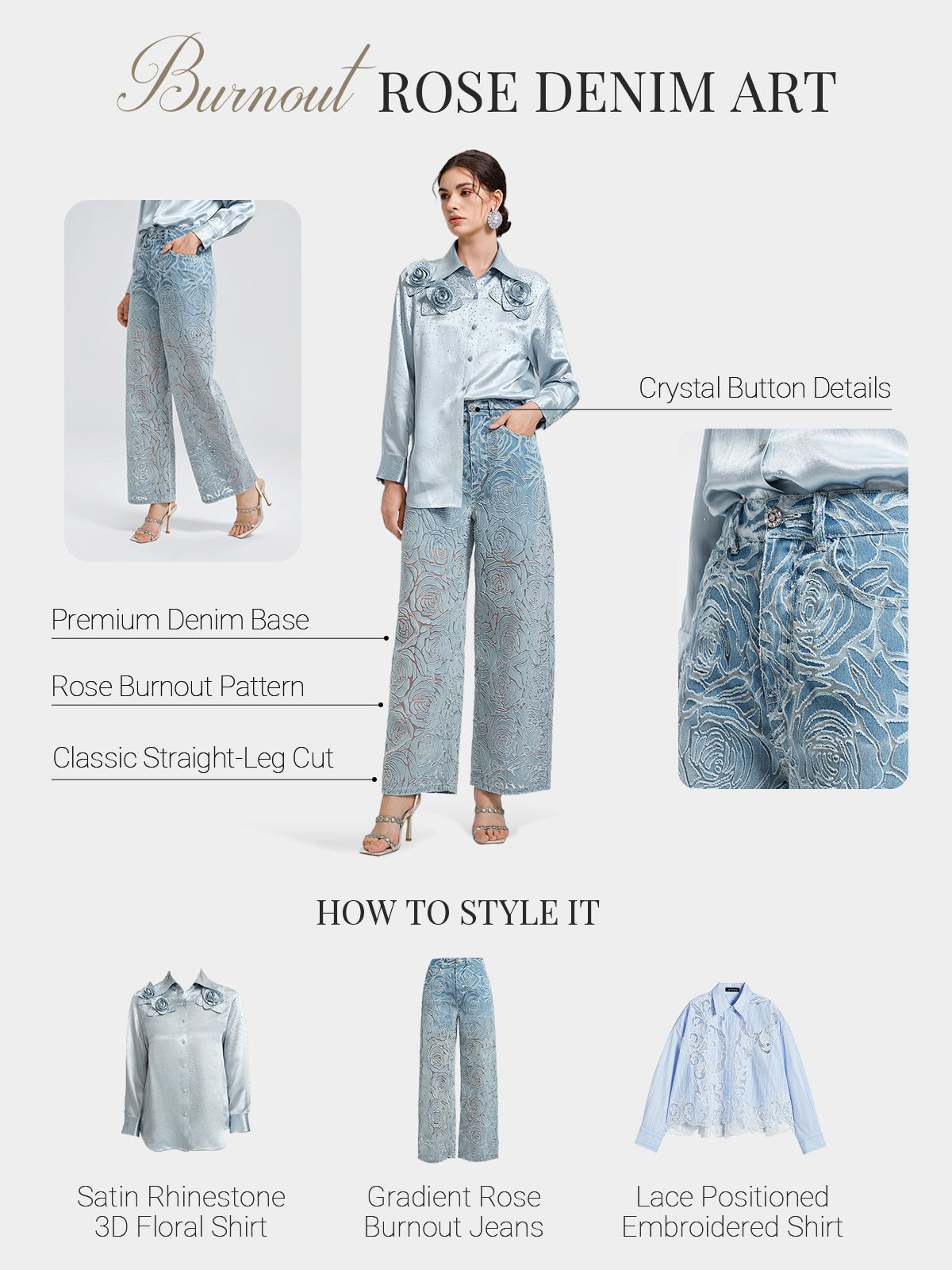 Gradient Rose Burnout Jeans