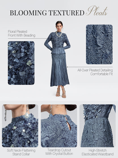 Handcrafted Pleated Texture Beaded Set