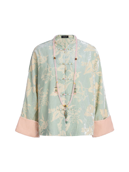 Neo Chinese Style Velvet Floral Jacket