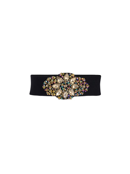Rhinestone Embellished Stretch Belt