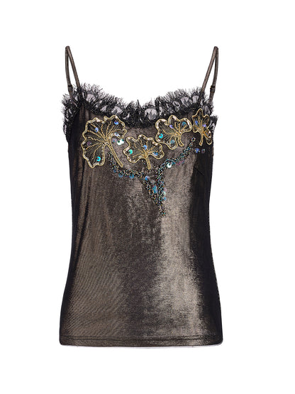 Metallic Knit Lace Beaded Camisole