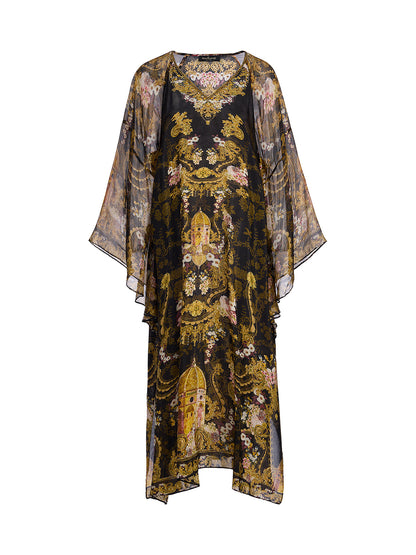 Baroque-Print Silk Dress