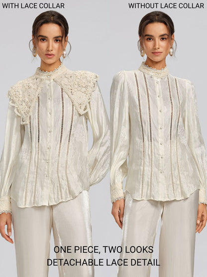 Silk-Linen Jacquard Multi-Wear Blouse