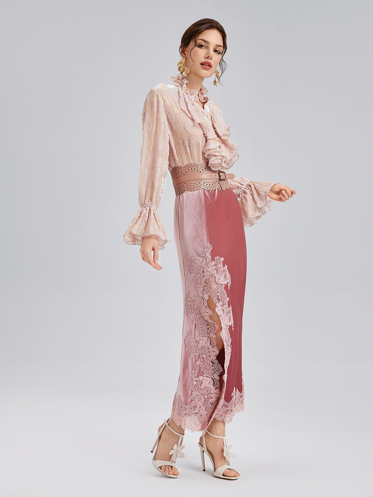 Glittery Silk Burnout Velvet Blouse