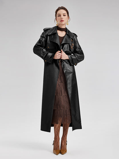 Rock Texture Beaded Trench Coat