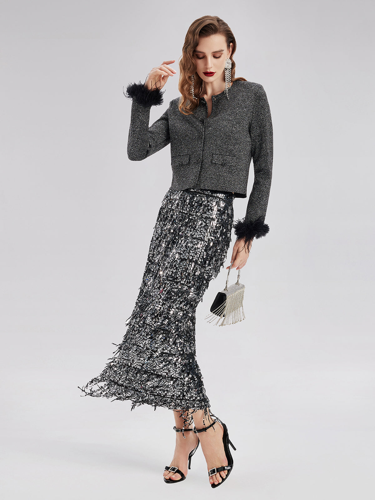 Final Sale | Luxurious Removable Feather Wool Knit Jacket