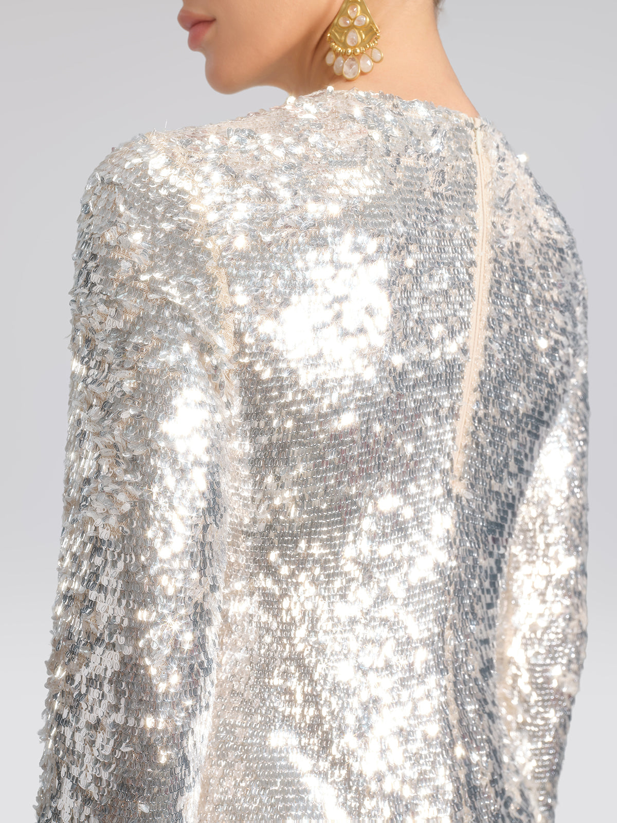 Sequin Hand-Cut Floral Lace Trim Top