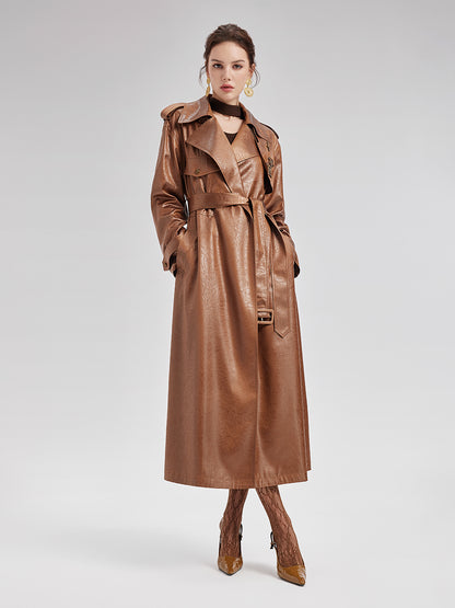 Rock Texture Beaded Trench Coat