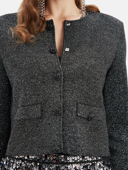 Luxurious Removable Feather Wool Knit Jacket