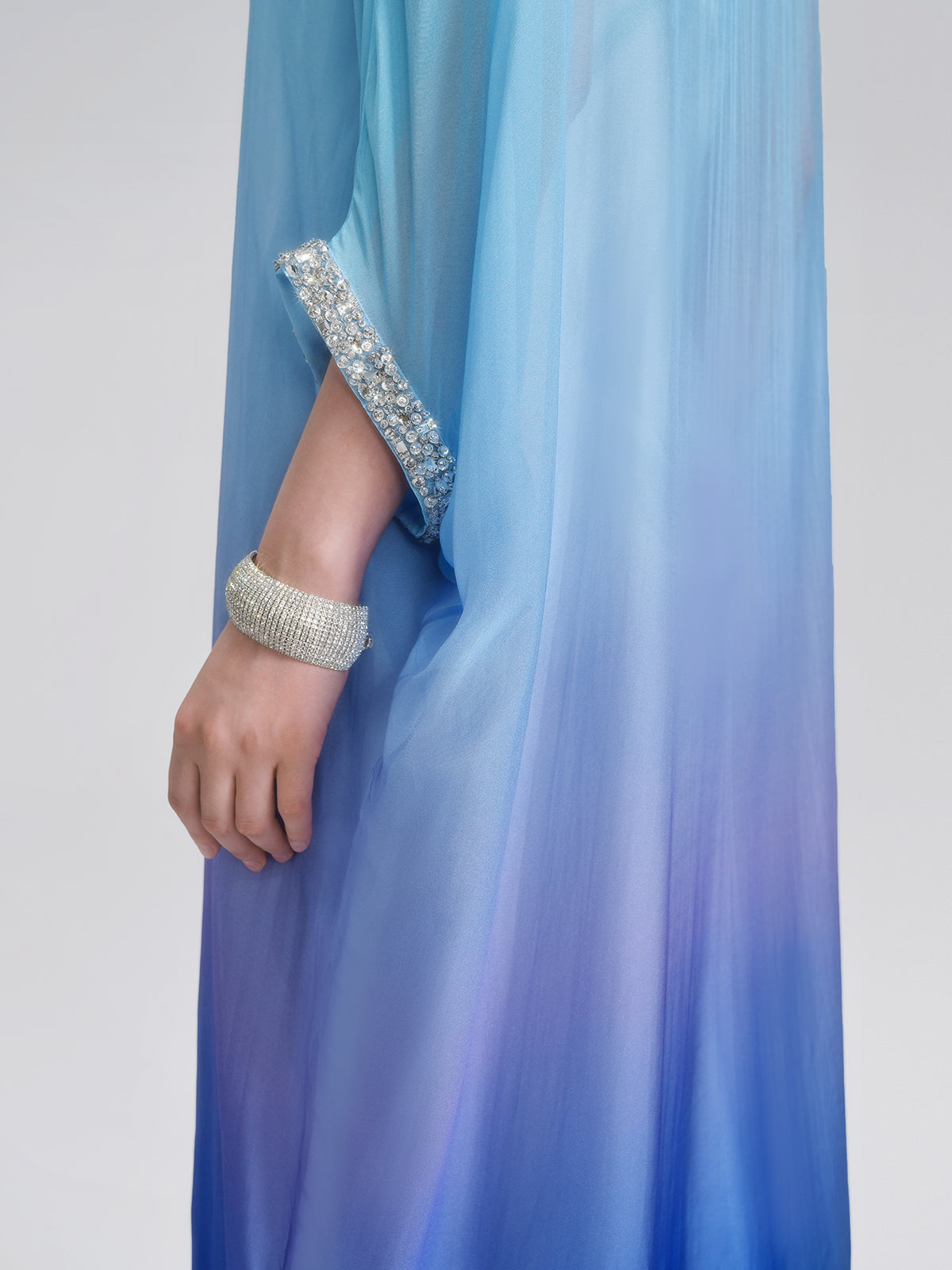 Beaded Gradient Batwing Sleeve Maxi Dress (Slip Dress Included)