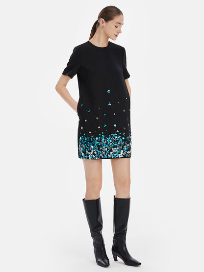 Sequin Round Neck Short Sleeve Dress