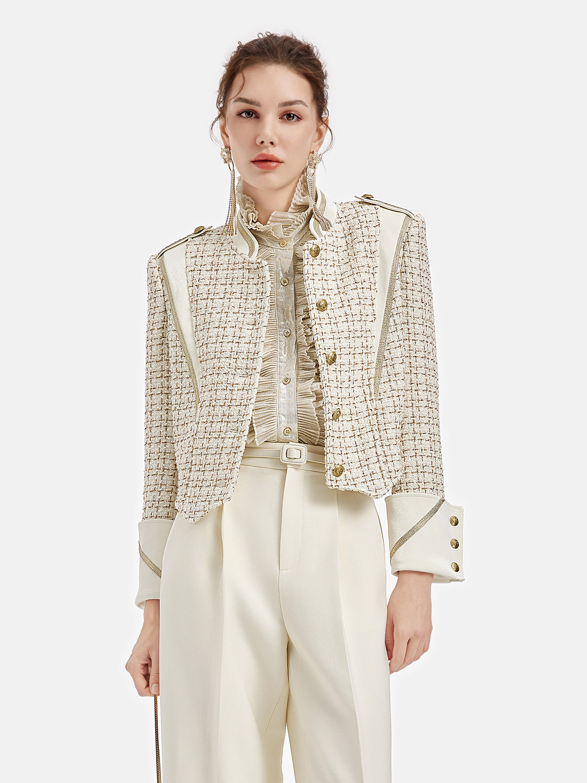 Gold Tweed Patchwork Court Jacket