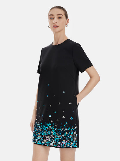 Sequin Round Neck Short Sleeve Dress