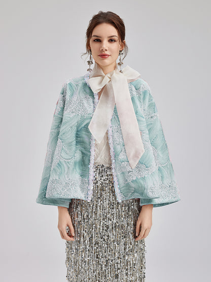 French Custom Beaded Cape Coat