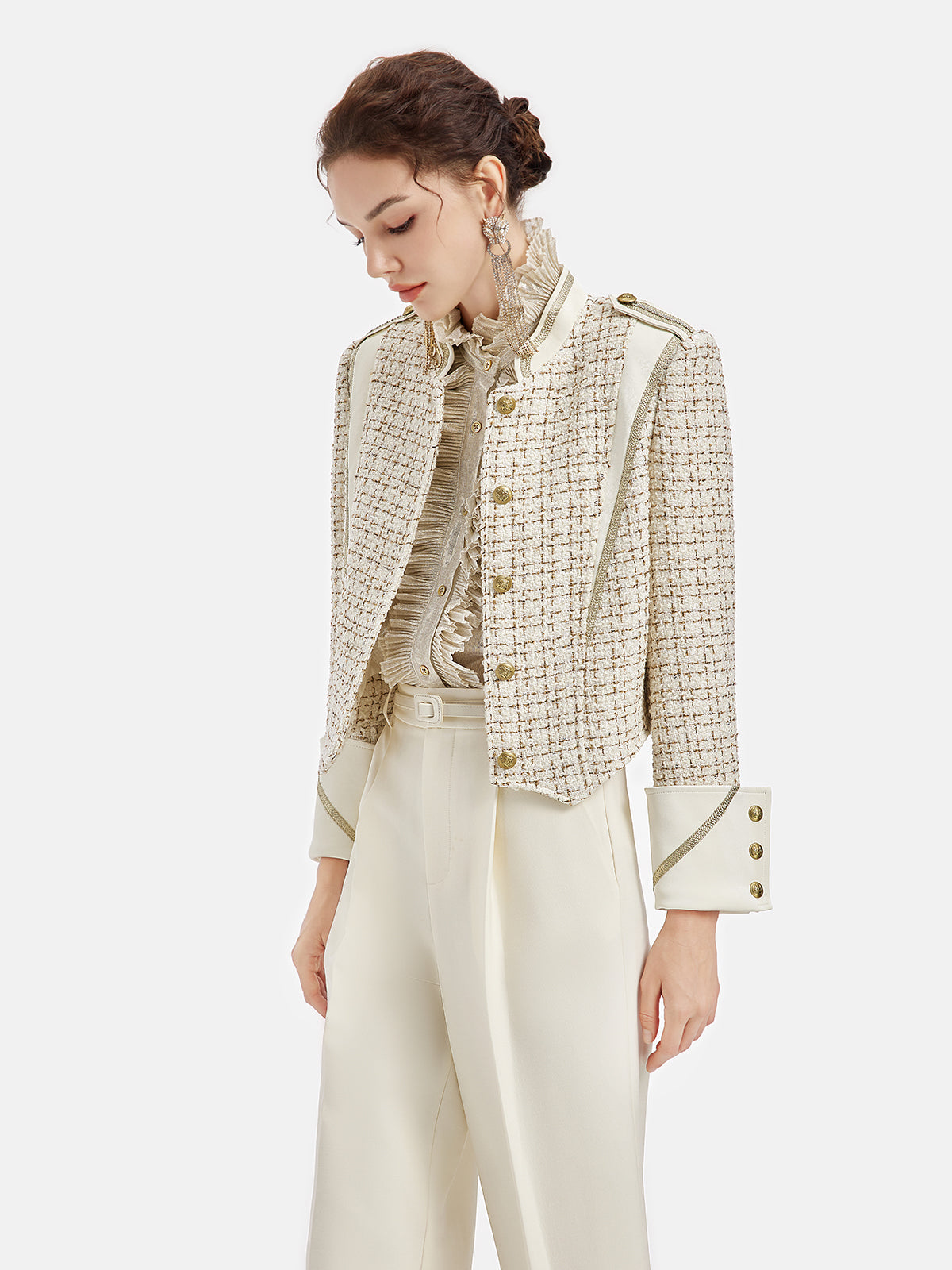 Gold Tweed Patchwork Court Jacket