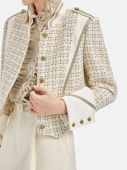 Gold Tweed Patchwork Court Jacket