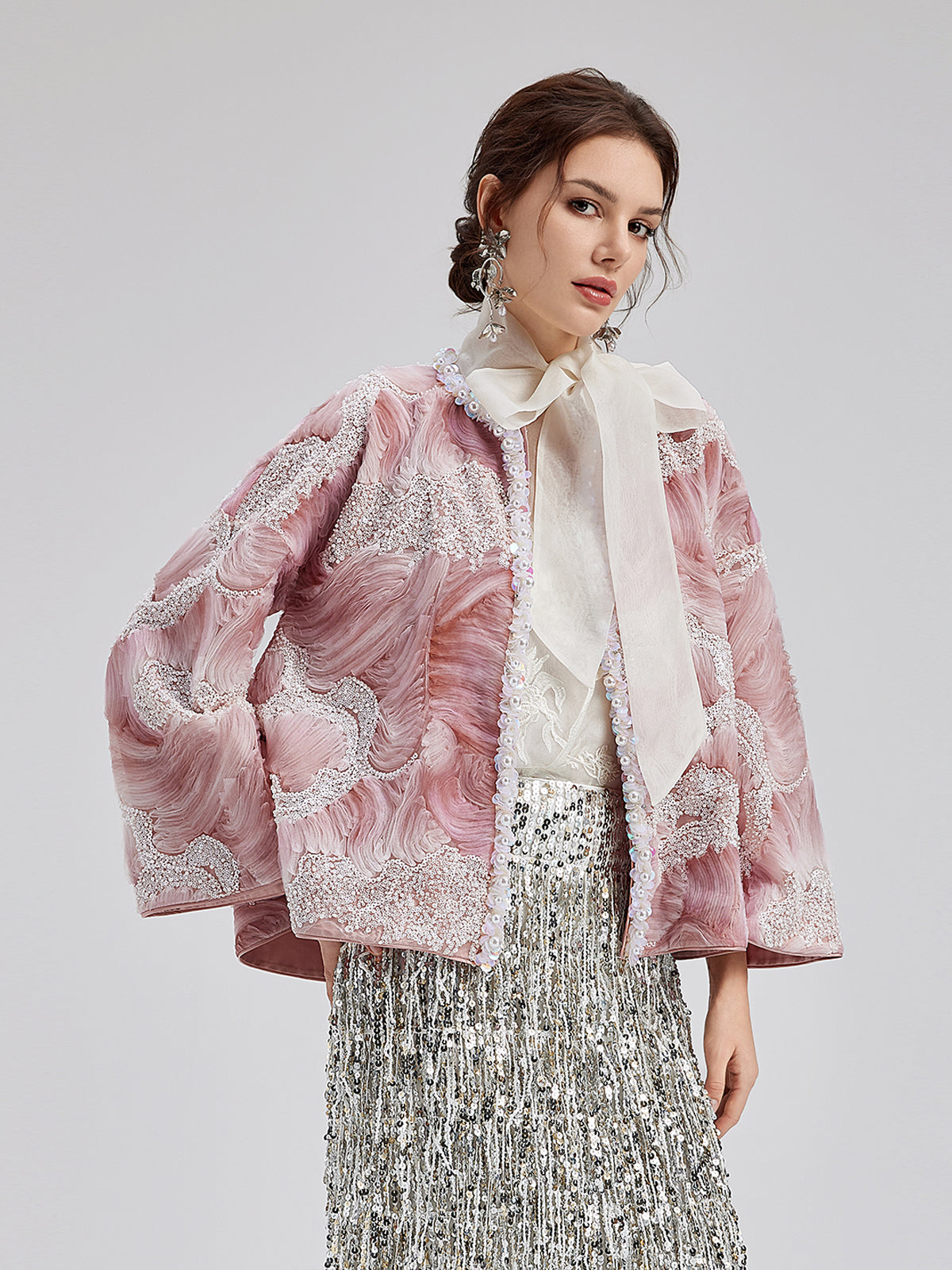 French Custom Beaded Cape Coat