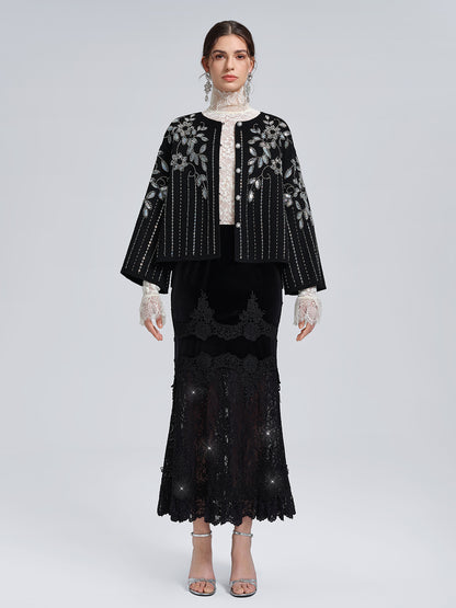 100% Wool Sequin-Embroidered Jacket