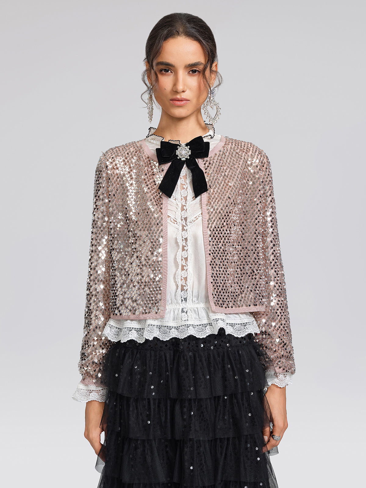 Champagne Sequin Trim Jacket