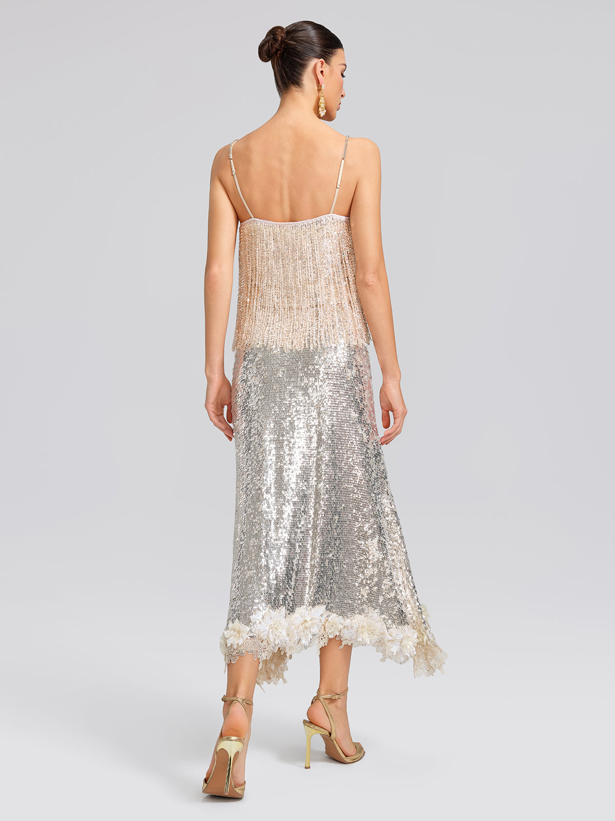 Hand-Beaded Crystal Fringe Camisole