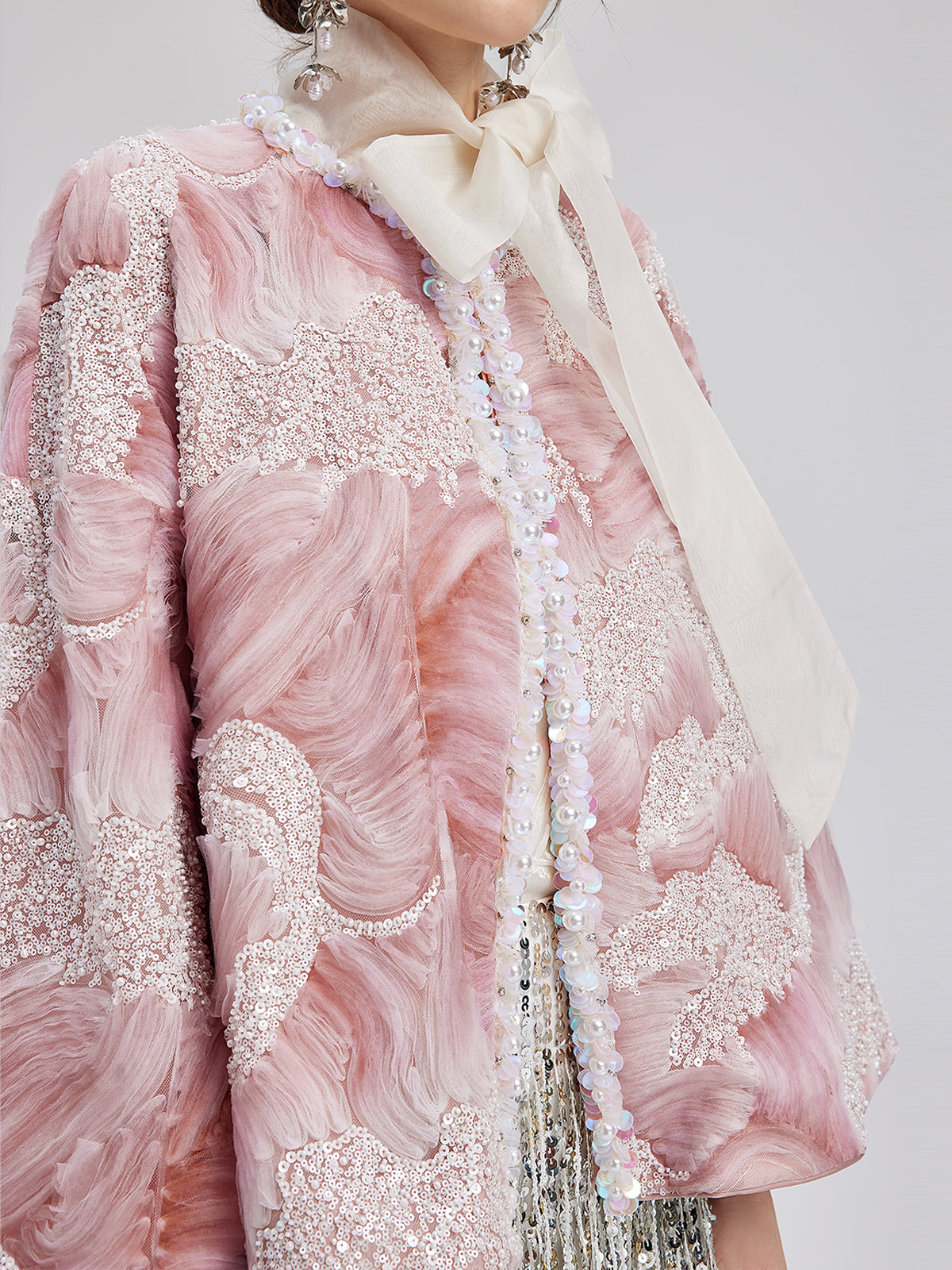 French Custom Beaded Cape Coat