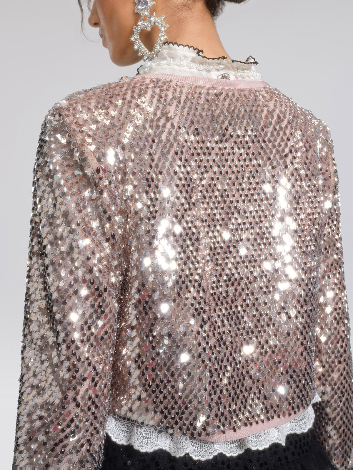 Champagne Sequin Trim Jacket