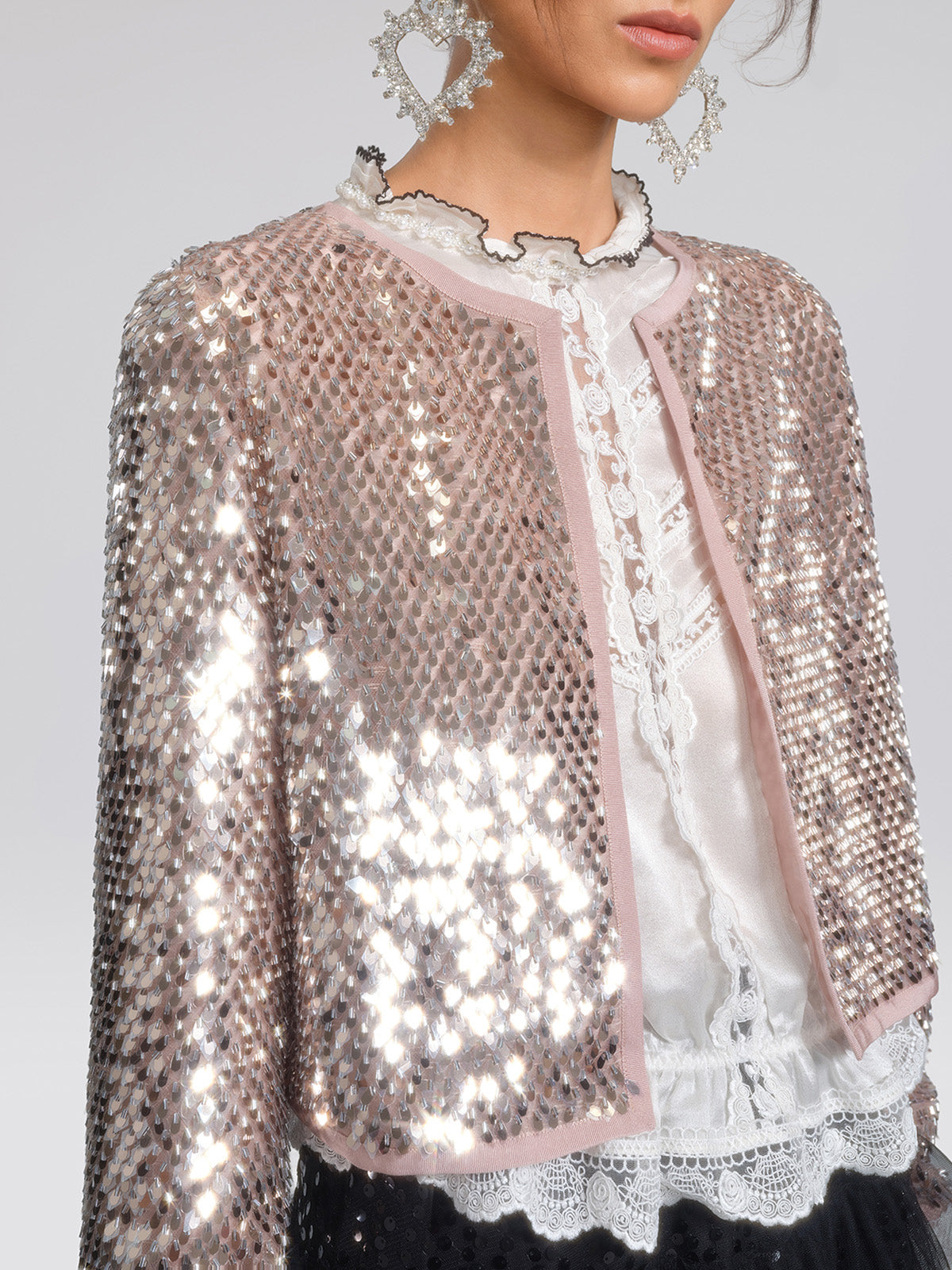 Champagne Sequin Trim Jacket