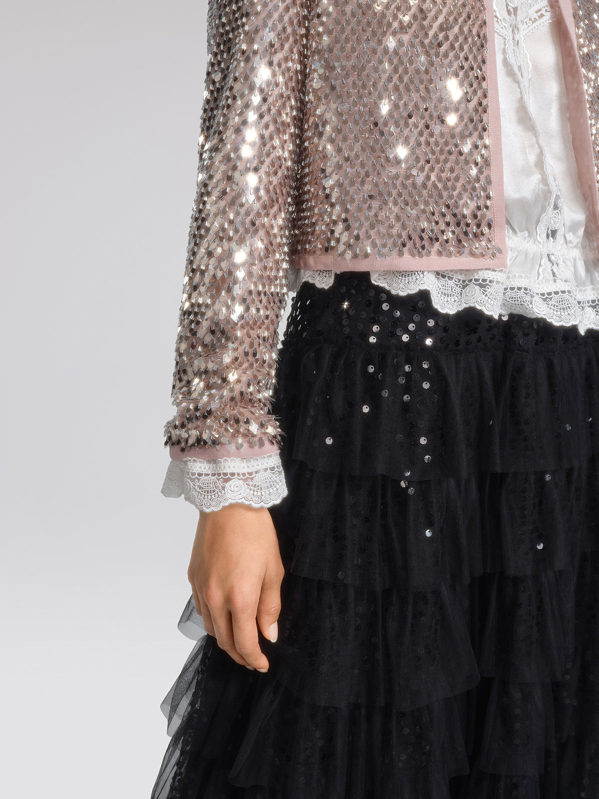 Champagne Sequin Trim Jacket