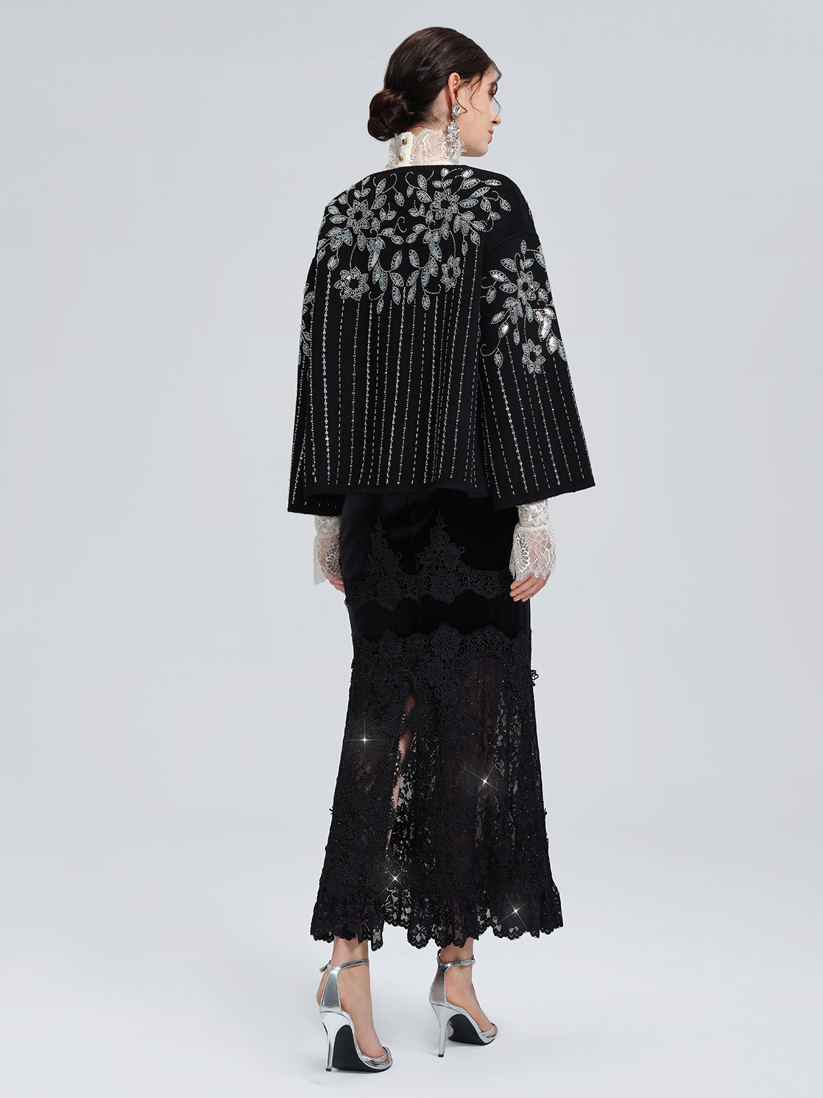 100% Wool Sequin-Embroidered Jacket