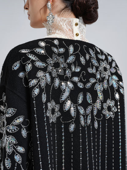 100% Wool Sequin-Embroidered Jacket