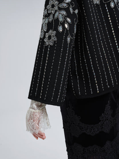 100% Wool Sequin-Embroidered Jacket