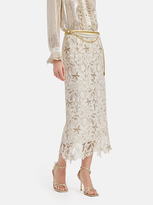 Embroidered Lace Mermaid Skirt (with Waist Chain)