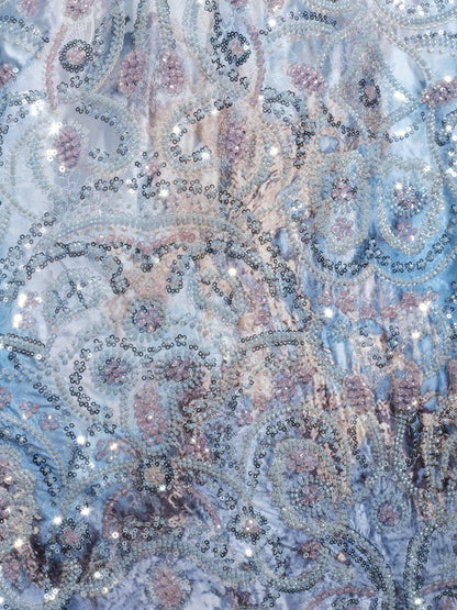 Satin Gradient Print Rhinestone Straight Dress