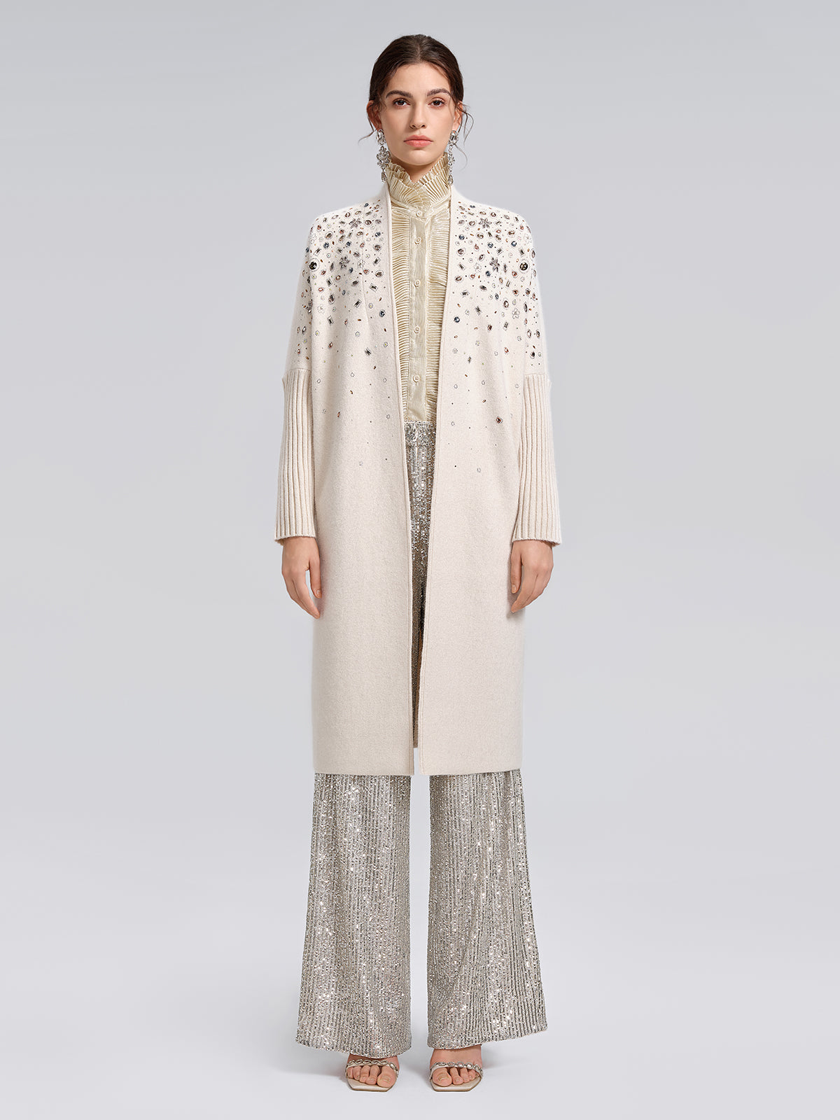 Multicolor Crystal Beaded Embellished Coat