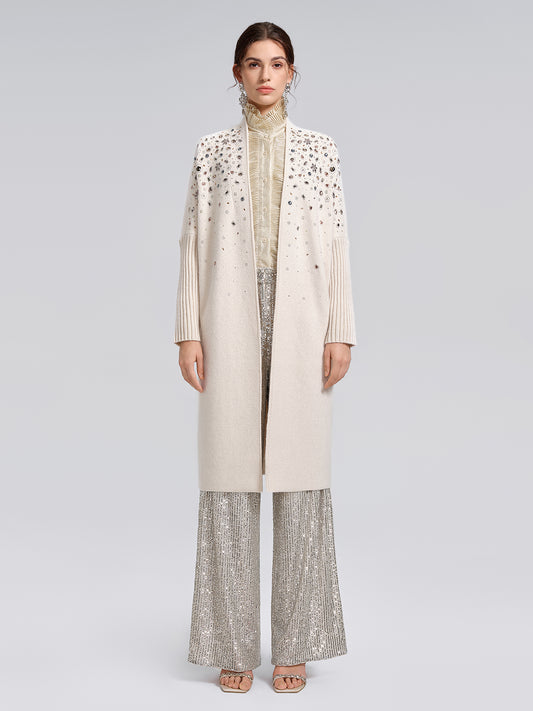 Multicolor Crystal Beaded Embellished Coat