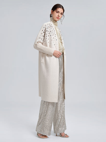 Multicolor Crystal Beaded Embellished Coat