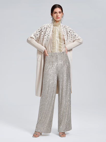 Multicolor Crystal Beaded Embellished Coat