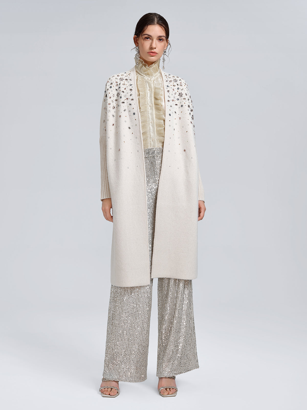 Multicolor Crystal Beaded Embellished Coat