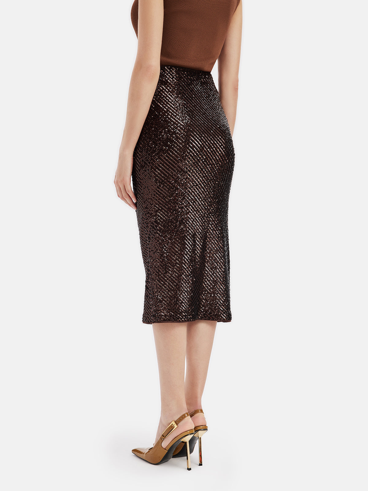 Embellished Sequined Pencil Skirt