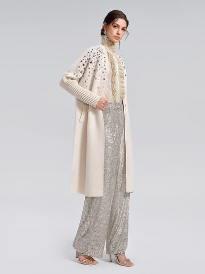 Multicolor Crystal Beaded Embellished Coat