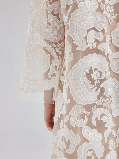 Custom Embroidered Lace Beaded Dress