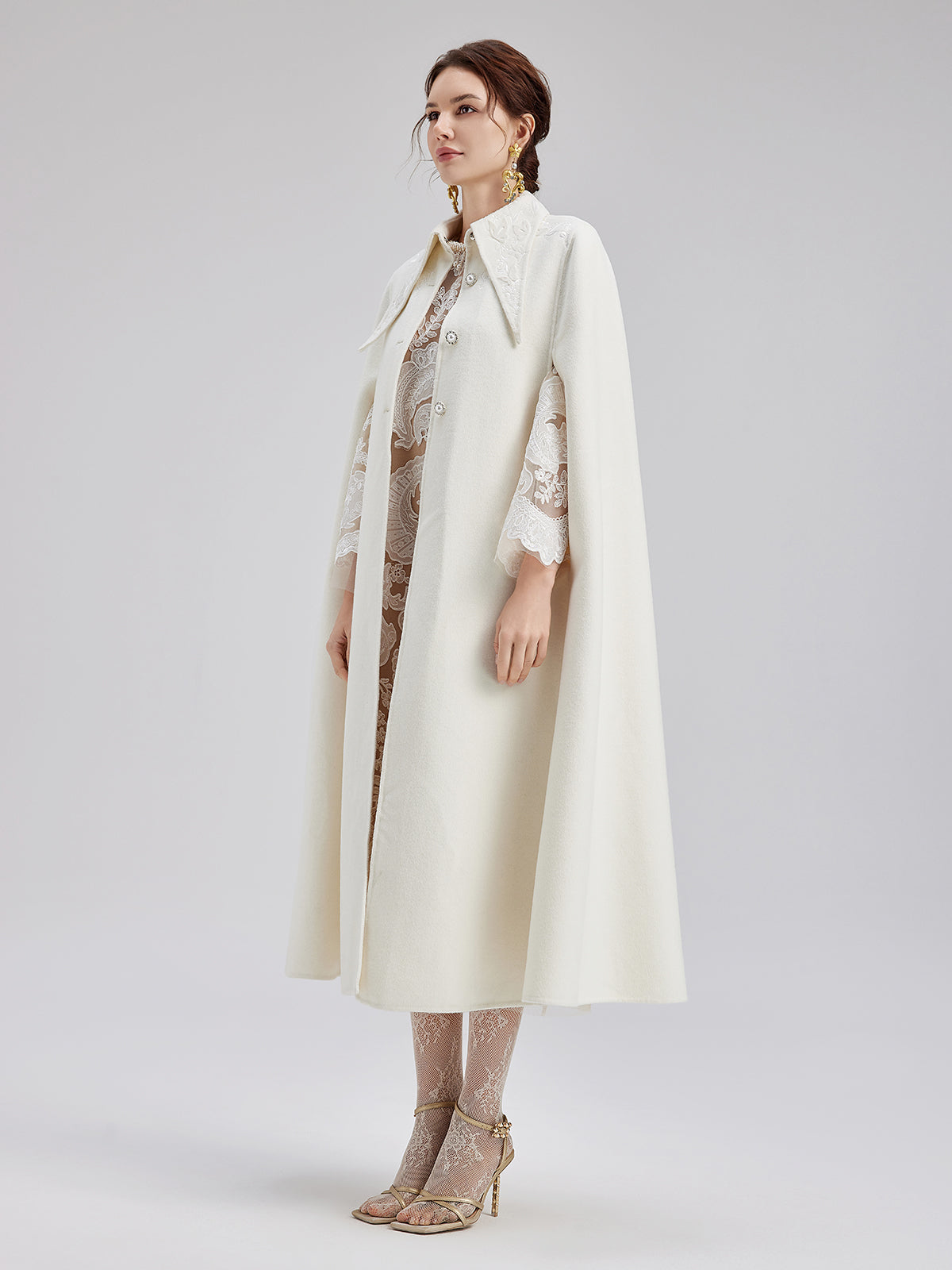 Italian Cashmere Embossed Wool Cape