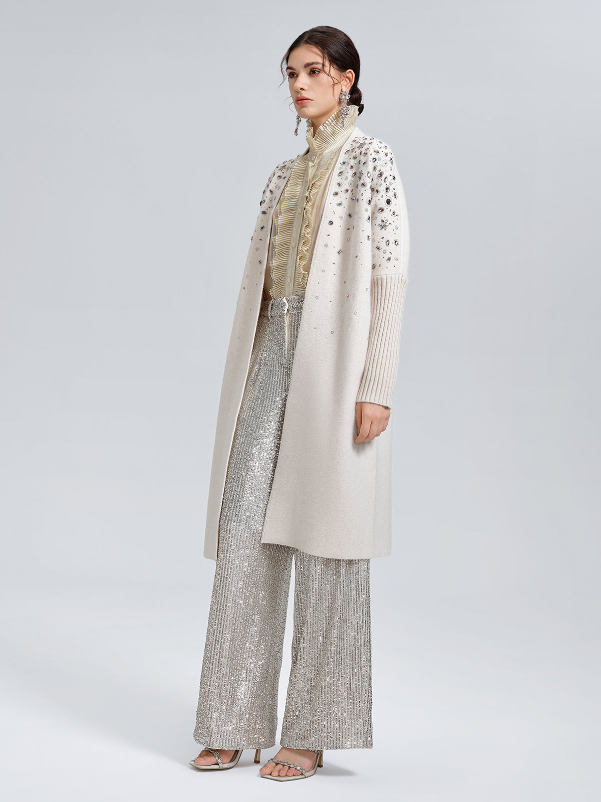 Multicolor Crystal Beaded Embellished Coat