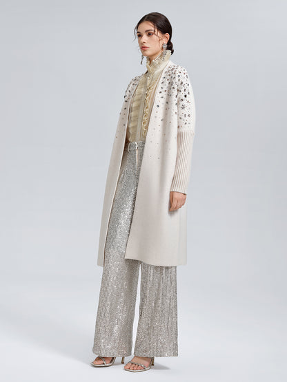 Multicolor Crystal Beaded Embellished Coat